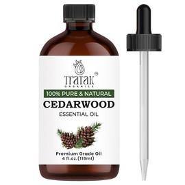 TRATAK ORGANICS Cedarwood Essential Oil 4 FL OZ – 100% Pure Oil with Glass Dropper, Therapeutic Grade for Diffuser, Massage, DIY Candle