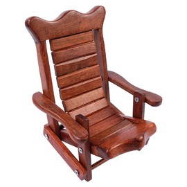 Laroal Miniature Wooden Deck Chair Phone Holder – Desktop Cradle Support for cell phone, Dollhouse Accessory, Decorative Stand for Office & Travel