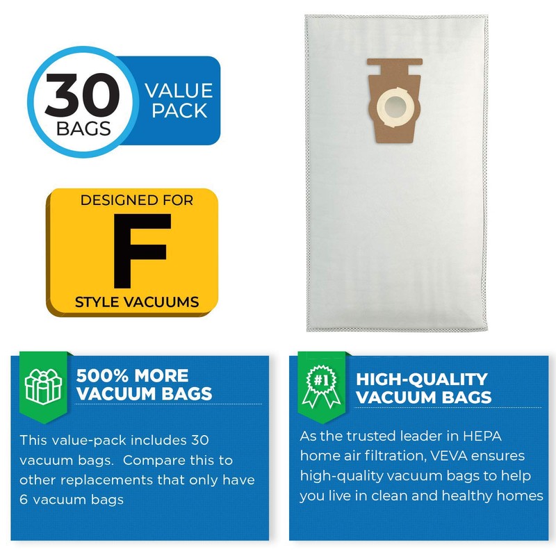 30 Pack HEPA Filter Bags Style F for Kirby Vacuum