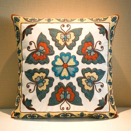 ZUODU Embroidered Cotton Green Butterfly Throw Cushion Cover 45 x45 Cm Jacquard Pillow Cover 18 x 18 Inch Gift Cushion Case Pillow Case Butterfly Pillowcase