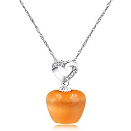 Women's Fashion Necklace Fruit Apple Shape Pendant Yellow Crystal Necklace for Mom Girlfriend Y1954