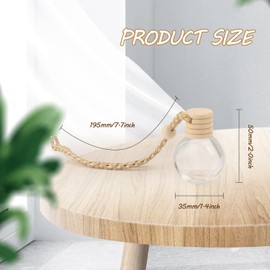 DMuuuDM 20 Pcs 10ml Oblate Hanging Car Air Freshener Diffuser,Empty Refillable Clear Glass Essential Diffuser Oil Aromatherapy Fragrance Perfume Pendant Vials with Wooden Caps & Hanging String