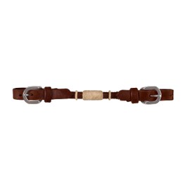 Showman Argentina Cow Leather Rolled Curb Strap w/Rawhide - Oily Brown