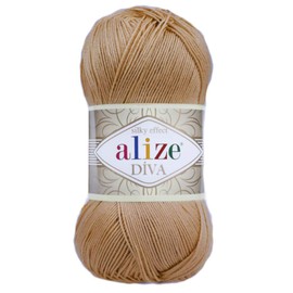 Alize Diva Silky Effect 100% Microfiber Acrylic Yarn 1 Ball skeins 100gr 383yds Color (369 - Caramel)