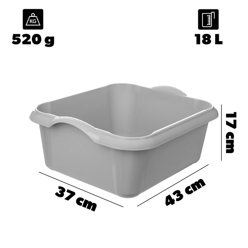 KADAX Washing Bowl 18 L, Plastic Washing Up Bowl, Rectangular