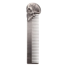 Healeved 3pcs Portable Beard Comb Skull Design Zinc Alloy Dual-sided Hair Comb for Men Grooming and Shaping Beards Pocket-sized Personal Care Tool