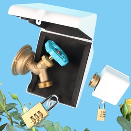 Outdoor Faucet Iock System - Insulated Faucet Iock And Garden Hose Bib Iock Cover, Stainless Steel - Prevents Water Theft And Stops Unauthorized Use, Easy To Install White