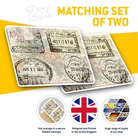 Rectangle Stickers (Set of 2) 10cm - World Map with Travel Stamps Fun Decals for Laptops,Tablets,Luggage,Scrap Booking,Fridges, #3654