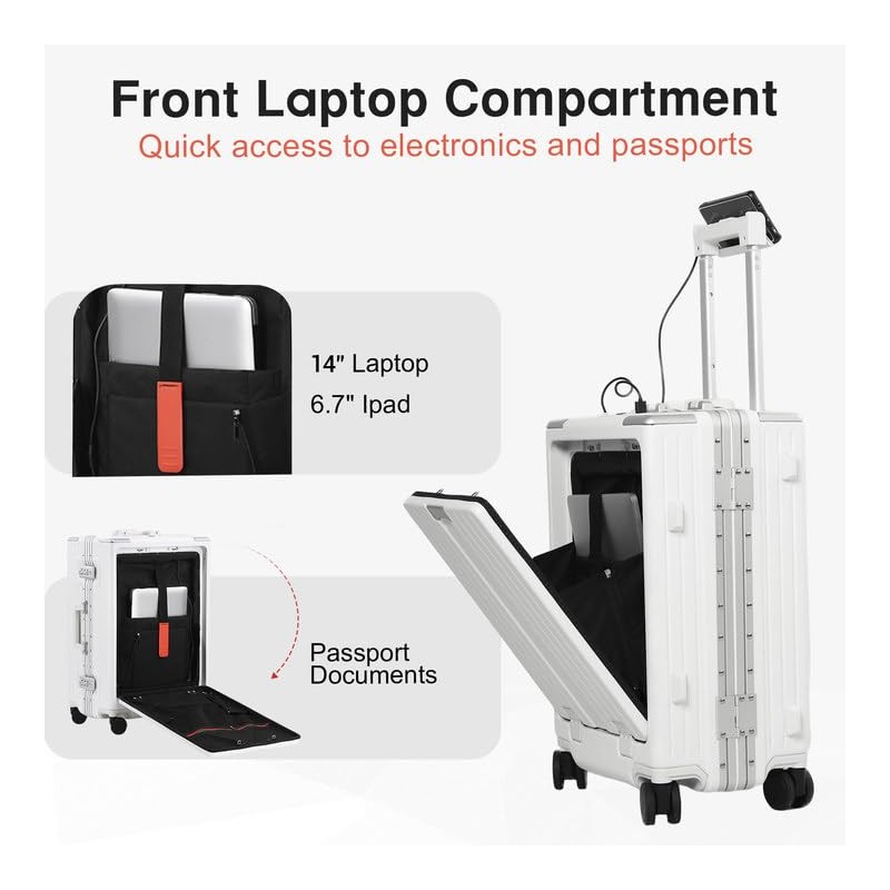 VentureVault Carry On Luggage 22x14x9 Airline Approved Aluminum Frame, 20