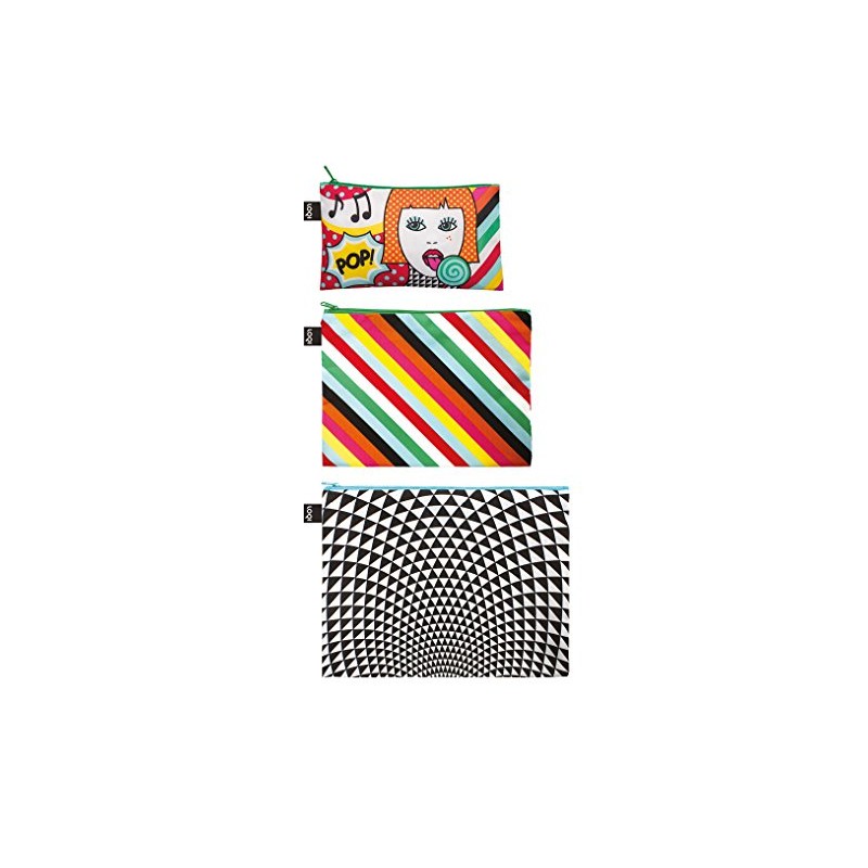 LOQI Pop Zip Pockets (Set of 3), Multicolor