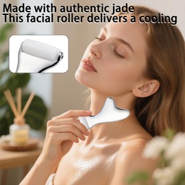 SJWOW Gua Sha & Jade Roller Facial Tools, 3-in-1 Ice Face Roller and Gua Sha Stone for Skin Care Routin and Self Care Gift for Women