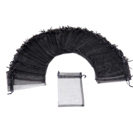 Dealglad 50pcs Drawstring Organza Jewelry Candy Pouch Christmas Wedding Party Favor Gift Bags (6x8", Black)