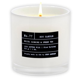 Lulu Candles | White Jasmine & Green Tea | Luxury Scented Soy Jar Candle | Hand Poured in The USA | Highly Scented & Long Lasting (9 Oz.)