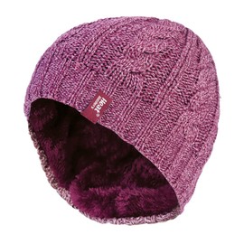HEAT HOLDERS - Womens Thermal Fleece Lined Cable Knit Winter Beanie Hat 3.4 tog (One Size, Rose)