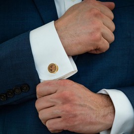 Jonwo Round Brown Crystal Golden Cufflinks for Men Lady In Gift Case Zircon Gemstone Men's Cufflinks Jewelry for Wedding Anniversary Business Party Events Tuxedo Dress Shirt