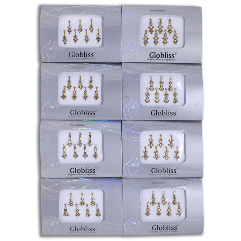 Globliss 6 Packs with 42 Long Indian Bindis face Gems