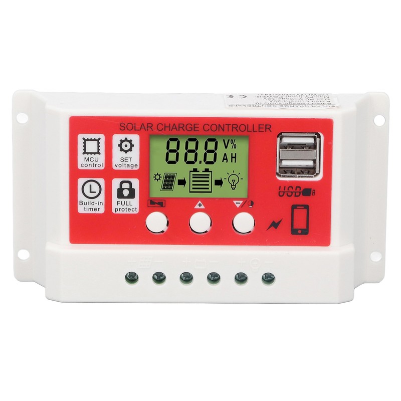 Solar Charge Controller PWM Lithium Battery Photovoltaic Charge Regulator LCD