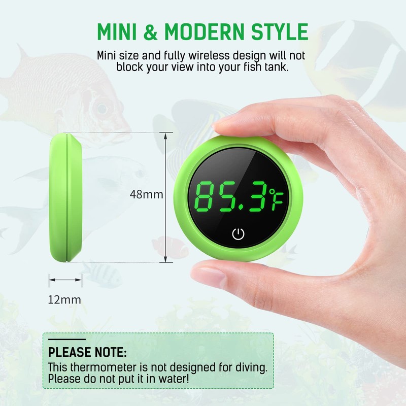Fish Tank Thermometer, PAIZOO LED Aquarium Thermometer Digital Accurate Temperature
