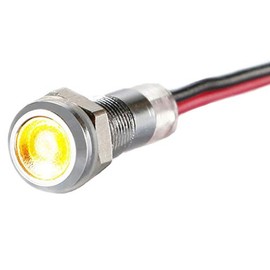 LED Indicator Light - 6 mm - V2A Stainless Steel - AC/DC 6V-24V - Dust and Waterproof IP67-6 mm - Yellow