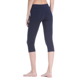 Fishers Finery Women's Ecofabric Classic Athletic Workout Yoga Capri (Navy, M)