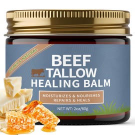 minyang Beef Tallow Healing Balm for the Face, Organic Grass Fed Beef Tallow Cream, Whipped Beef Tallow for Skin, Natural Grassfed Beef Tallow Balm Moisturizer with Manuka Honey