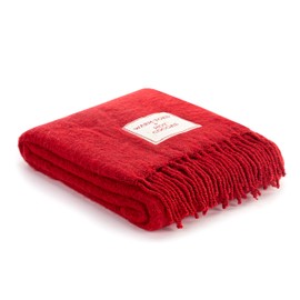 DEMDACO Here Comes Santa Claus Holiday Red, White 50 x 60 Inch Ultra Soft Polyester Festive, Warm and Snuggly, Christmas Fringed Throw Blanket, Warm Toes & Hot Cocoa