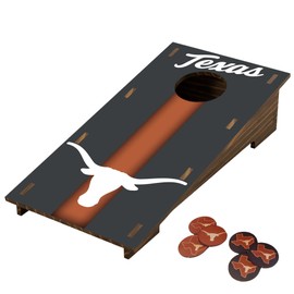 Texas Football Desktop Cornhole Set with Brown Wood Grain Design & Team Logo by Fan Creations –Longhorns - Mini Novelty Game for Workplace, Home, or Dorm – Easy One-Time Assembly – Stress Relief