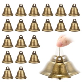 Bells for Crafts, Pack of 20 Bronze Vintage Small Bells for Crafts with Carabiner Hooks, Christmas Bells for Christmas Tree Decorations, Weddings, Wind Chimes, DIY, Festive Decoration, Dog Training