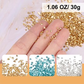 uxcell Crushed Glass High Luster Chips 1-3mm 29g Irregular Glass Metallic Crystal Chips for Nail Arts Craft DIY Vase Filler Jewelry Making Decoration, 6 Colors, Blue Green Color Series