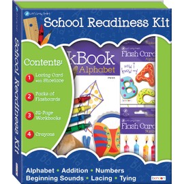School Readiness Educational Box Set with 3 Early Learning School Skills Workbooks, Flash Cards, Crayons and More