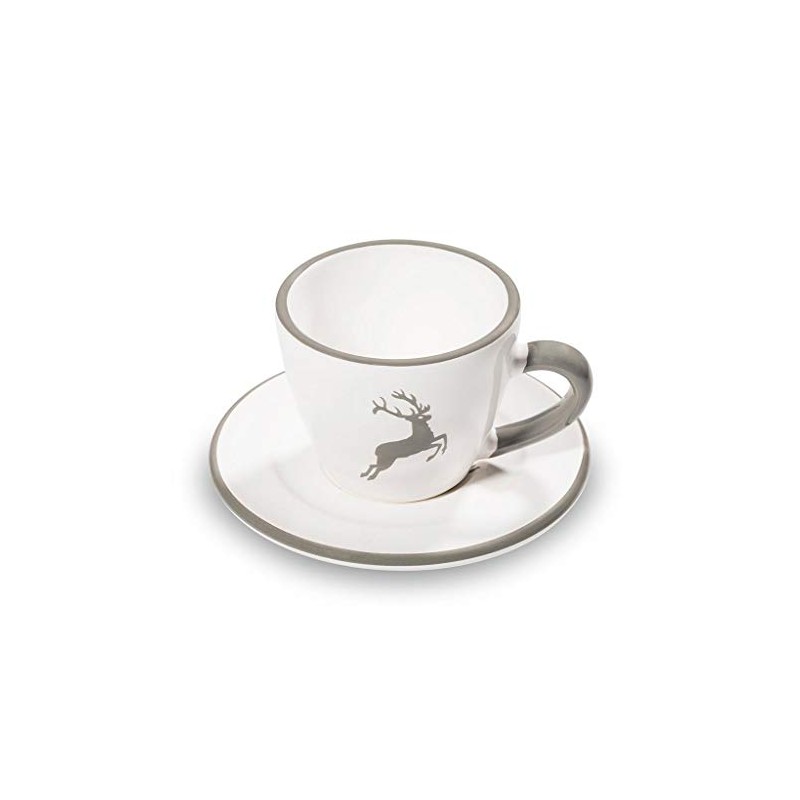 GMUNDNER KERAMIK Espresso for you Gourmet Geschirrset grauer Hirsch Geschirr,