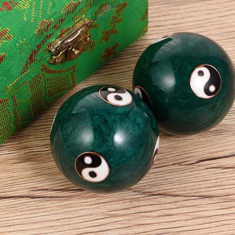 Sarini 1 Pair Jade Massage Balls Chinese Tai Chi Pattern