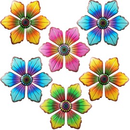 Decoración de Pared de Flores de Metal Decoración de Hogar de Casa de Campo Interior de Otoño Flores Colgantes de Arte de Pared de 6 Pulgadas para Dormitorio Baño Cocina Porche Patio Muro