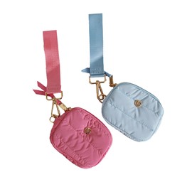 lemonbella Medium Jennifer Cosmetic Bag Nylon Quilted Travel Makeup Pouch - Shiny & Stylish Toiletry Organizer for Women, COTTON CANDY BLUE