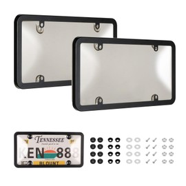 License Plate Cover & Frames, 2 Pack Clear License Plate Protector, ABS Car Front/Rear License Plate Frame with Screws Caps, Fit Any Standard US Plates