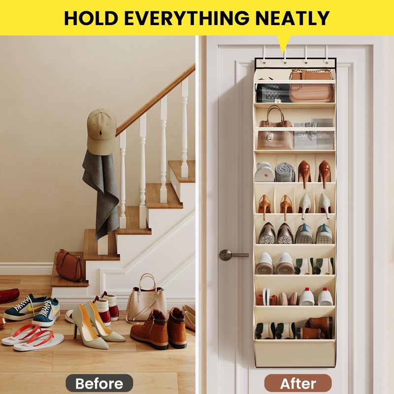 Mefirt 8 Tier Clear Over the Door Shoe Organizer with