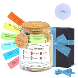 Bible Verse Jar, Hope Jar, Color Coded Bible Verses in a Jar, Christian Gifts for Women, Birthday Gifts for Women, Bible Study Supplies(Sky Blue)