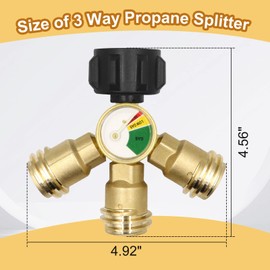 Aekops 3 Way Propane Splitter QCC/POL with Gauge and Shut-Off Valve，Propane Tank Splitter, 3 Y Propane Gas Splitter Adapter for Propane Tank, RV BBQ Grills Camping
