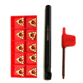 Maizoon CNC Internal Lathe Threading Boring Bar Holder + 10Pcs 11IR A60 Inserts + T8 Wrench CNC Turning Tool Stainless Steel High Grip, Impact Resistance and Strong CNC Lathe Tools DZ05