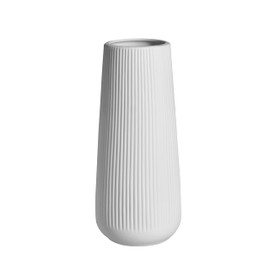 White Ceramic Vase - Modern Design Vase, Ribbed Vase for Living Room Decoration, Flower Vase Large or Small, Decorative Aesthetic (Conical)