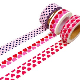 allydrew Masking Tape Washi Tapes Valentine Hearts Washi Tape Set of 3, Set 1