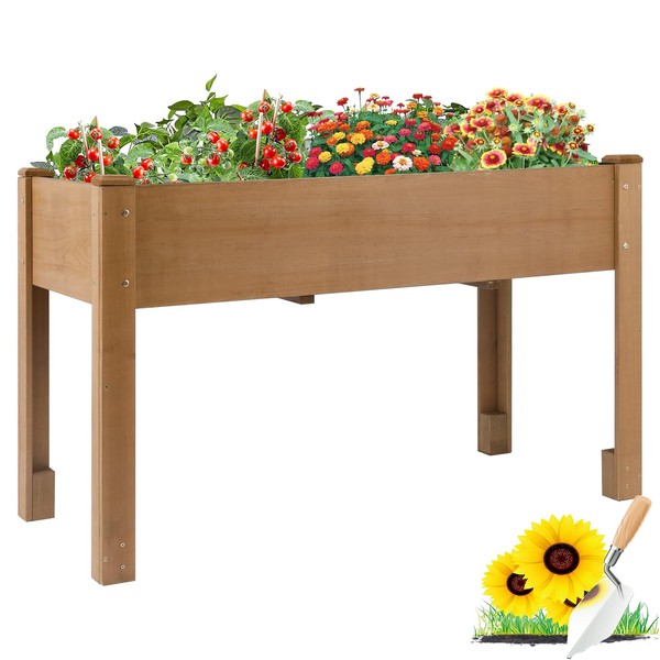 Gowoodhut Raised Garden Beds with Legs, Outdoor Wood Elevated Garden