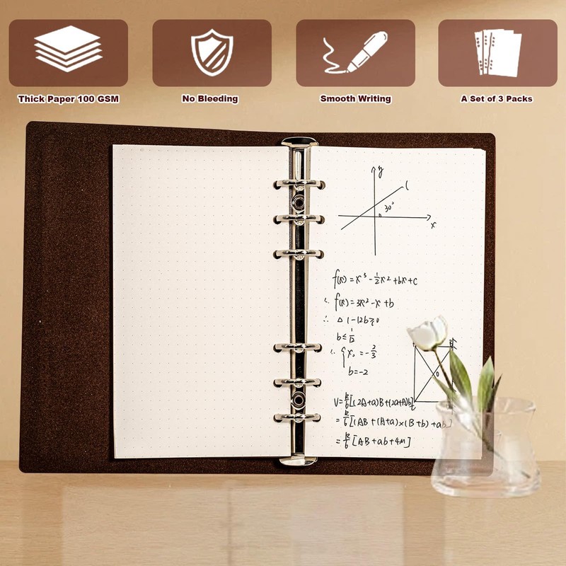 KINETOX Pack of 2 Ring Binder A6 Refillable 120 Sheets