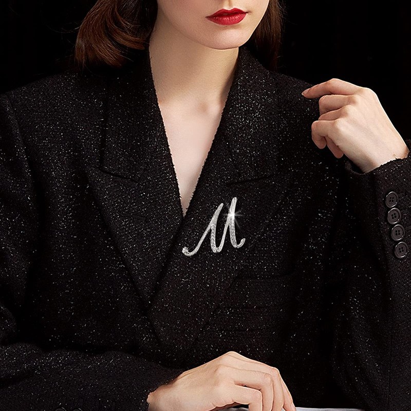 Letter Brooch Pins, Alloy Lapel Pin Gold and Silver for