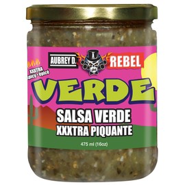 Aubrey D. Rebel Salsa XXX Verde, Vegan, Gluten Free Hot Spicy for Dipping Tortillas, Nachos, Corn Chips, Enchiladas 1 lb