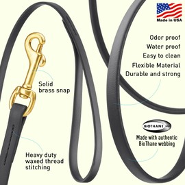 Viper K9 Biothane Working Dog Leash Waterproof Lead for Tracking Training Schutzhund Dog Sport & Search - Odor-Proof Long Line with Solid Brass Snap for Puppy Medium and Large 3/8" x 20ft Black