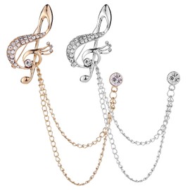 Music Notes Brooch Pins,Brooch for men,Brooch for Men's suit,Husband Boyfriend Valentine's Day Anniversary Birthday Gift (Silvery)