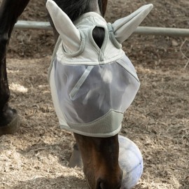 Equinavia Algard Soft Mesh Horse Fly Mask with Ear Protection and 45 SPF Rating | No Eye Irritation - Silver - Warmblood