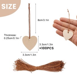 GIDWRIY Pack of 100 Wooden Hearts Decoration, Wooden Hearts for Labelling with Hole, Small Wooden Pendants Heart Natural Wood Discs, Confetti Hearts, Wedding Decoration, Table Decoration, Gift Tags