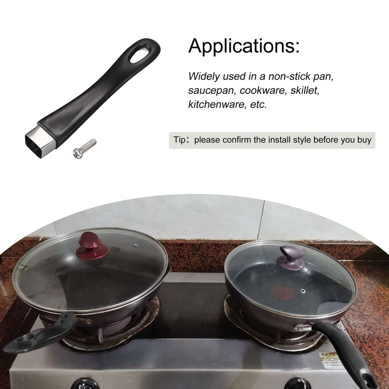 MECCANIXITY Pan Replacement Handle Black 183mm/7.2inch with Screw Nonstick Saucepan